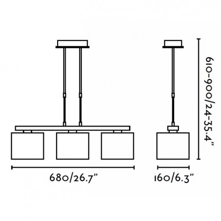 Suspension THANA - téléscopique - H90cm max - Faro