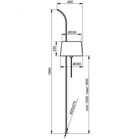 Lampadaire WALL - H196 cm - acier et tissu - Aluminor