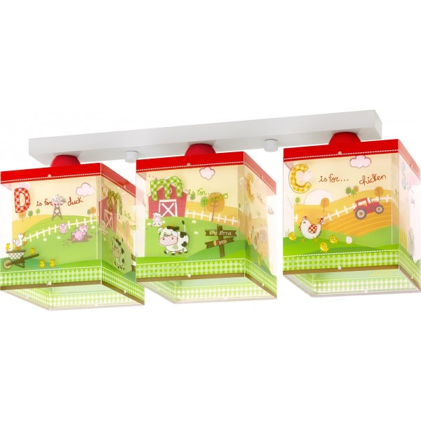 Plafonnier enfant MY LITTLE FARM - 3xE27 60W - PVC - Dalber