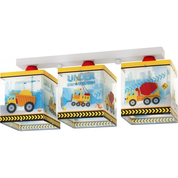 Plafonnier enfant CONSTRUCTION - 3xE27 60W - PVC - Dalber