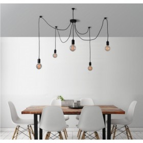 Suspension SPIDER - 5 globes - noir - filament Style