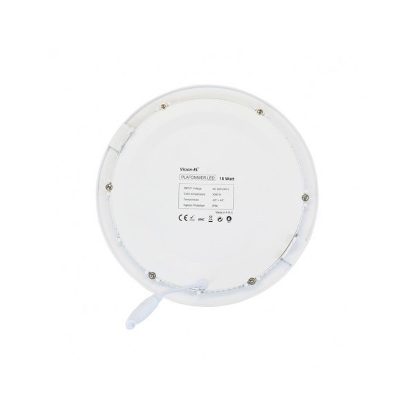 Encastré LED rond - Ø225  - 18W - 3000°K - alu blanc - Vision El