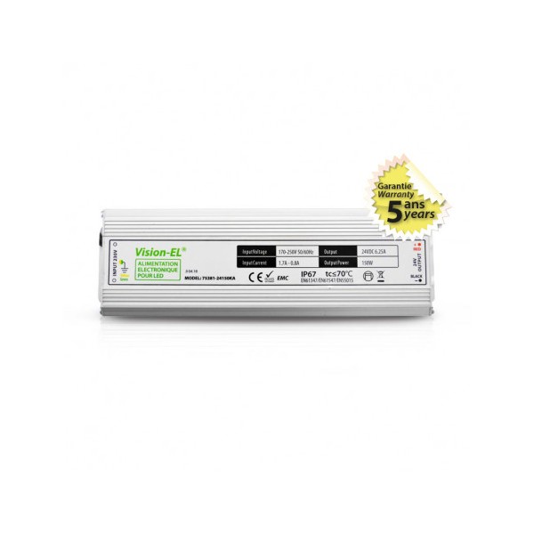 Alimentation LED - 150W - 24V DC - IP67 - Vision-el