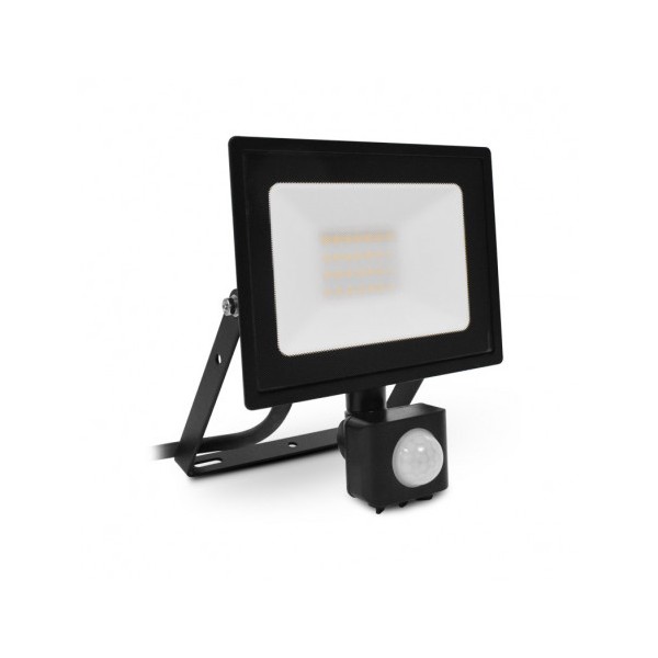 Projecteur LED + détecteur - 20W 4000K - plat noir - Vision El