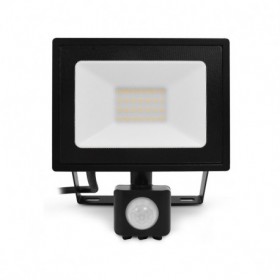 Projecteur LED + détecteur - 20W 4000K - plat noir - Vision El