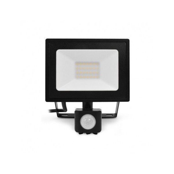 Projecteur LED + détecteur - 20W 4000K - plat noir - Vision El