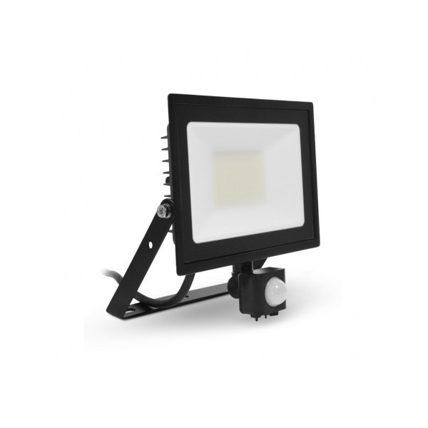 Projecteur LED + détecteur - 50W 4000K - plat noir - Vision El