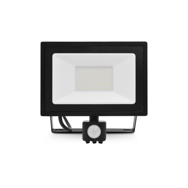 Projecteur LED + détecteur - 50W 4000K - plat noir - Vision El