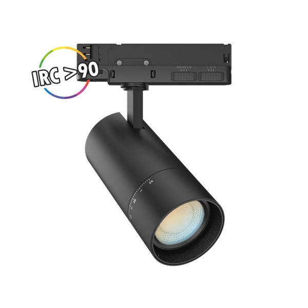 Spot sur Rail Triphasé Ø72 Noir CCT ajustable - Vision EL
