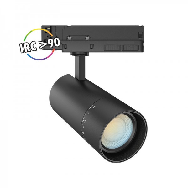 Spot sur rail Triphasé Ø80 Noir CCT ajustable - Vision EL