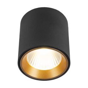 Plafonnier spot NEPAL 7W - rond - Noir/Laiton - HOFFLIGHTS