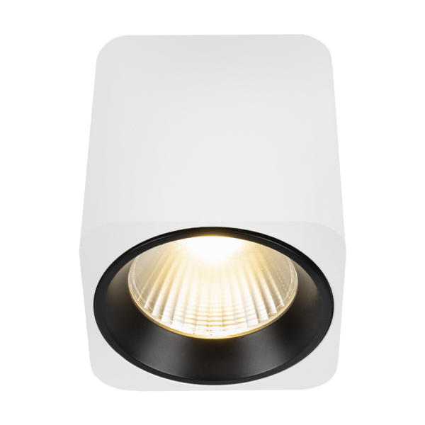 Plafonnier Spot NEPAL - 7W - carré - Blanc/Noir - HOFFLIGHTS