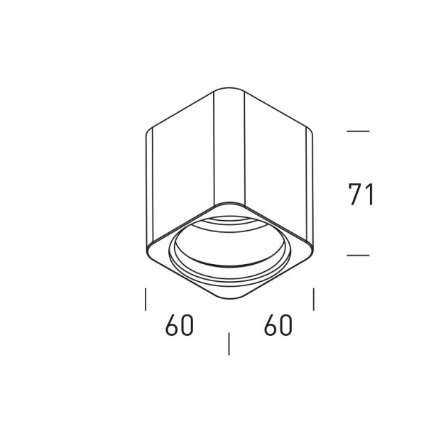 Plafonnier spot NEPAL 7W - carré - Noir/Laiton - HOFFLIGHTS