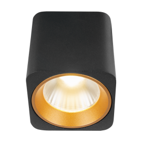 Plafonnier spot NEPAL - 7W - carré - Noir/Laiton - HOFFLIGHTS