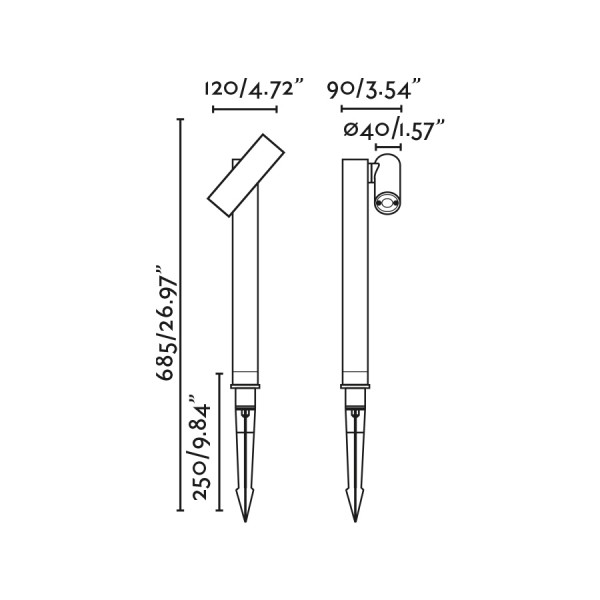 Projecteur sur piquet LED SPY - 43cm - Gris foncé - FARO